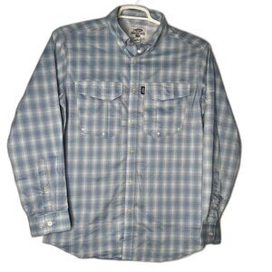 Aftco Blue/White Plaid Vented Fishing Shirt Size S